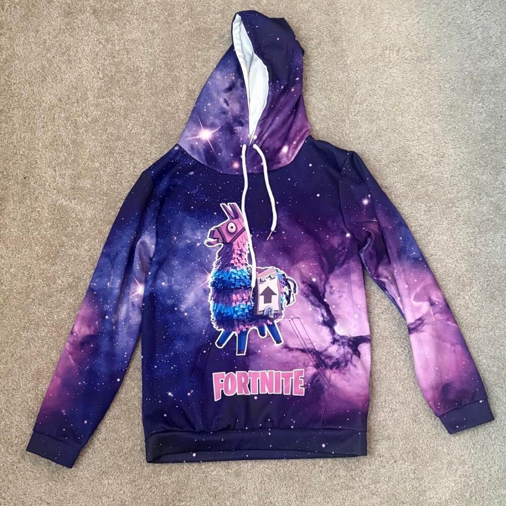 Fortnite galaxy‎ llama graphic hoodie size large boys 12/14